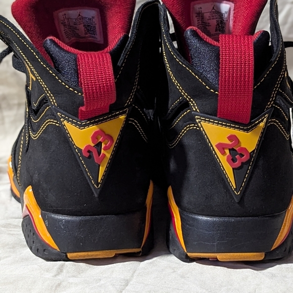 Jordan Men's Black Basketball Shoes with Red and Orange Accents - Picture 2 of 3